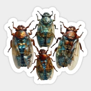 Rare Bronze Cicada Taxidermy Sticker